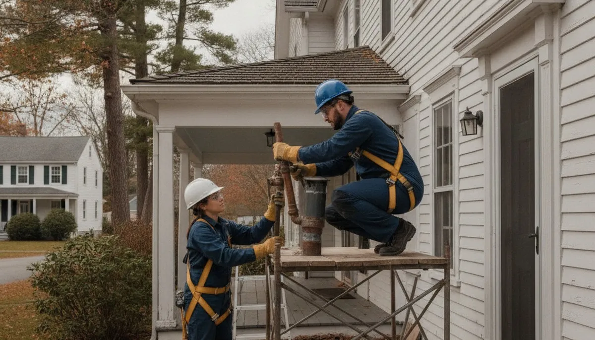 Plumber repairing a pipe in Plymouth, MA for plumbing repair service