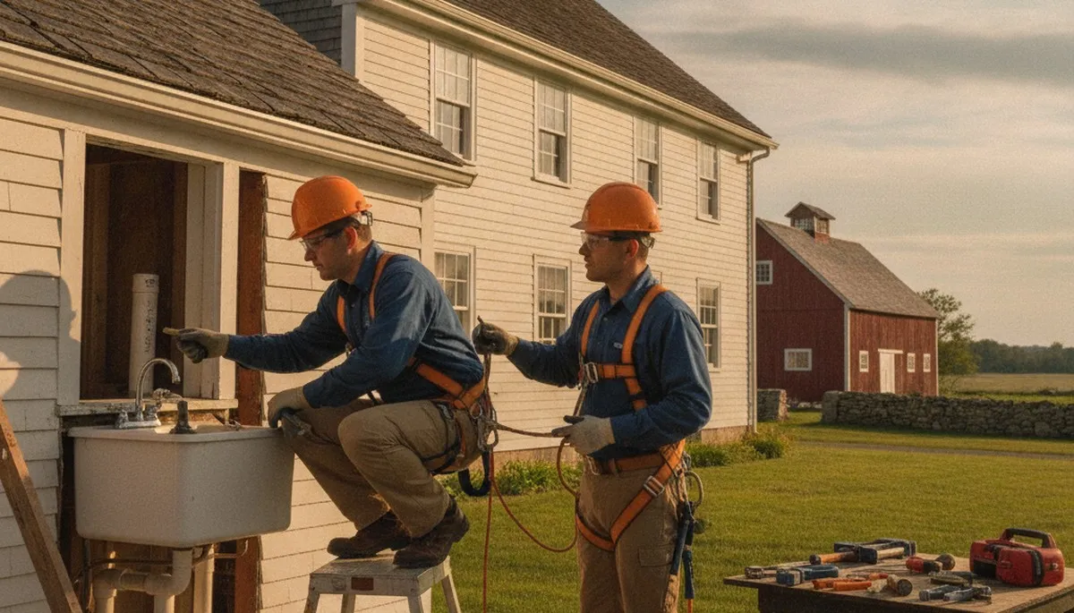 Plumber repairing plumbing in Plymouth, MA for a local plumbing repair service